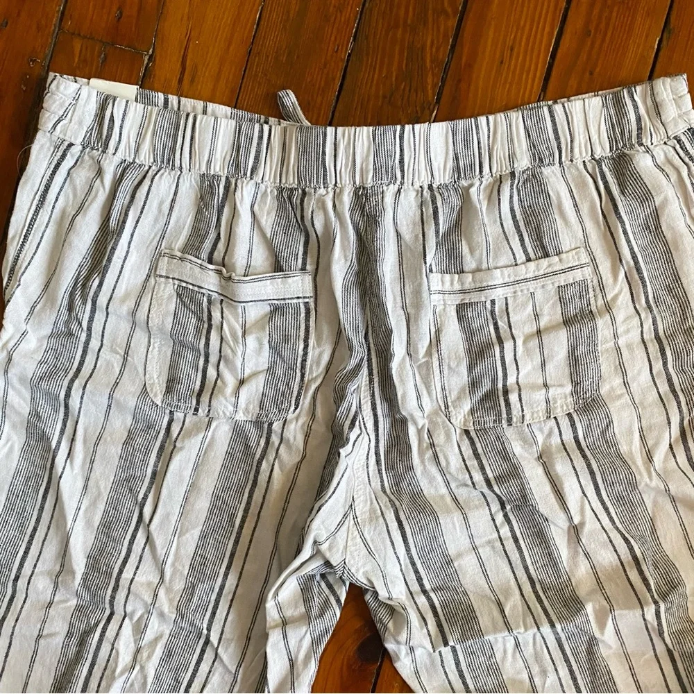 Dash Washable Linen Black & White Stripped Cropped Pant Size 2X NWT - Picture 2 of 9
